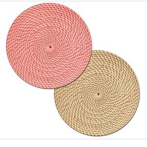 CounterArt Basket Weave Design Round Reversible Plastic Placemat Set of 4